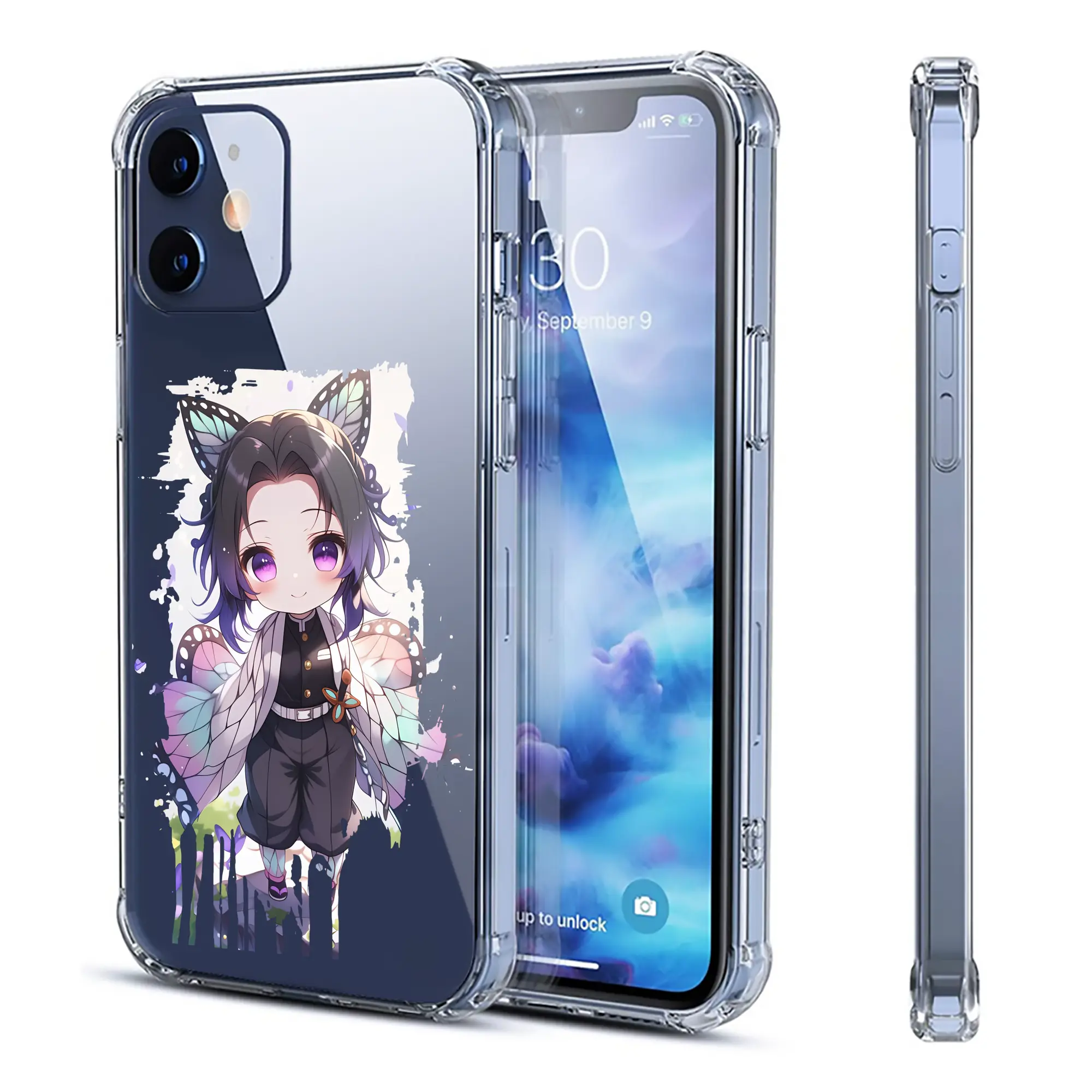 鬼滅の刃 グッズ,胡蝶 しのぶ - IPhone 12シリーズ対応 ・ 透明スマホケース ・ クリアソフトケース ・ TPU素材 ・ 耐衝撃 ・ 高密着 ・ 防汚 防指紋 ・ 簡単着脱